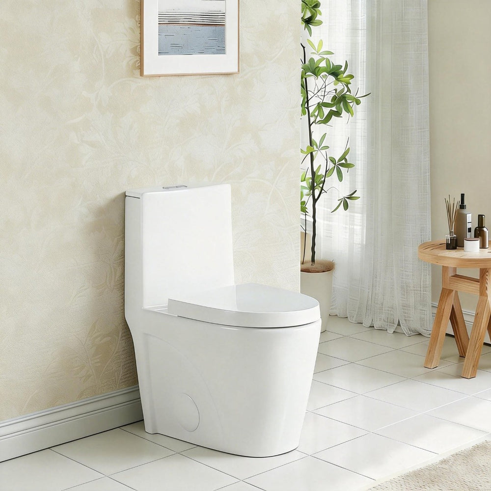 English Elm One-piece Elongated Porcelain Toilet Dual Flush Ada Comfort Height Soft Close Seat W1920P425613