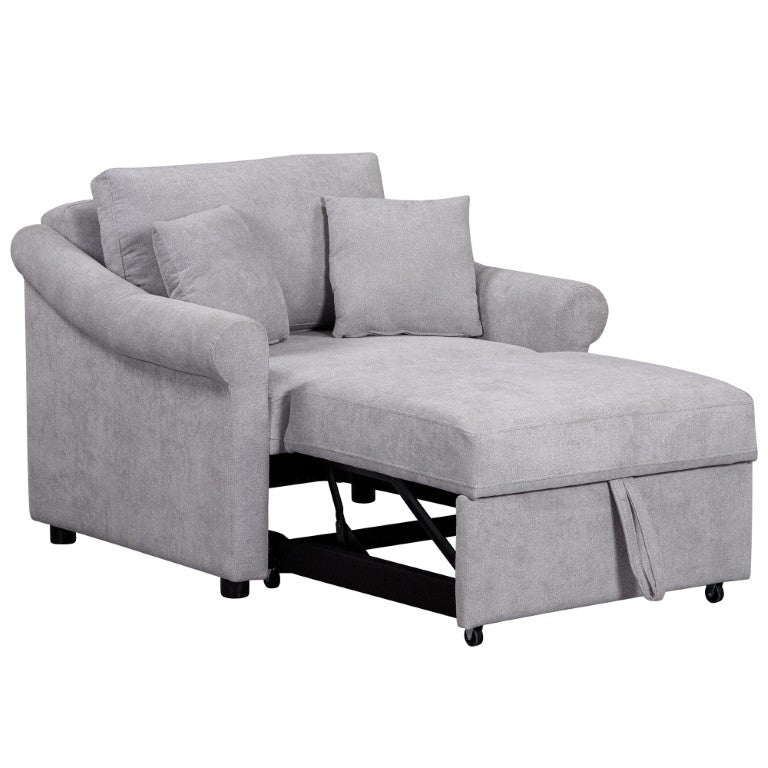 HomeRoots 69 Inch Chenille Convertible Lounge Chair Sofa Sleeper for Living Room Comfort 768959