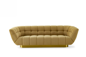 VIG Furniture Granby Glam Mustard Fabric Sofa With Brushed Gold Base, 4-Seat Tufted Comfort For Modern Homes VGODZW-946
