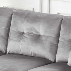 English Elm Sorenza Velvet Sectional Sofa with Led Base Lighting Usb Port Tufted Cushions Nailhead B061P284875