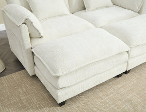 English Elm United Cozy Two-Seat Chenille Sofa With Detachable Armrests, Footstools, And Side Pockets For Comfort P2 W1568S00137-GIGA