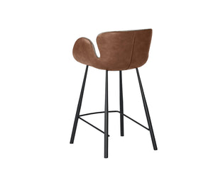Sunpan Waldo Counter Stool - Stylish Mid-Century Modern Design with Black Bonded Leather and Iron Legs November Grey / Cinnamon Brown