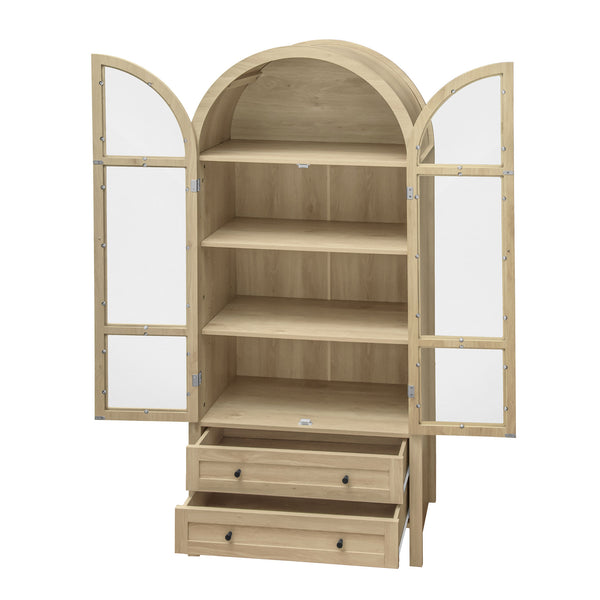 English Elm 70.28" Tall Arched Kitchen Pantry - Stylish Farmhouse Cabinet With Adjustable Shelves For Versatile Storage W688P204443