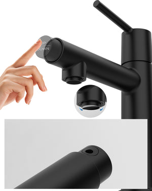 English Elm Matte Black Single Handle Bathroom Faucet – Dual Flow Modes, Compact Design For Easy Installation! T3177P289659