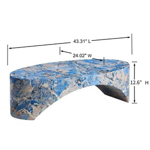 English Elm The Oval Marble Effect Fiberglass Coffee Table Low Profile Contemporary Living Room Blue W2085P374184