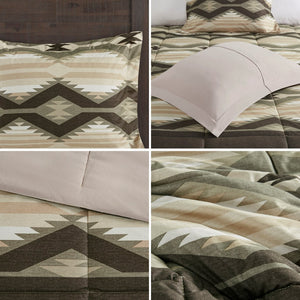 English Elm King Southwest-Inspired Comforter Set With Sherpa Bear Pillow – Cozy Lodge Style & Easy Care! B035P148498