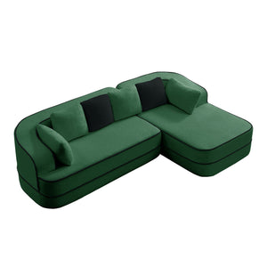 English Elm 106" Teddy Fabric Sofa - Luxurious No Assembly L-Shaped Couch With Chaise For Cozy Living Rooms, Green W714S01421