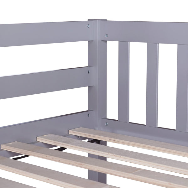 English Elm Full Full Over Full Bunk Bed In Grey With 2 Storage Drawers, Ladder & Safety Guardrails – Versatile Design! W504S00194