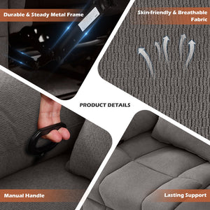 English Elm Recliner Oversized Manual Loveseat with Cup Holders and Side Pocket, Ergonomic 150° Recline, 600lb Capacity Grey W1521S00074