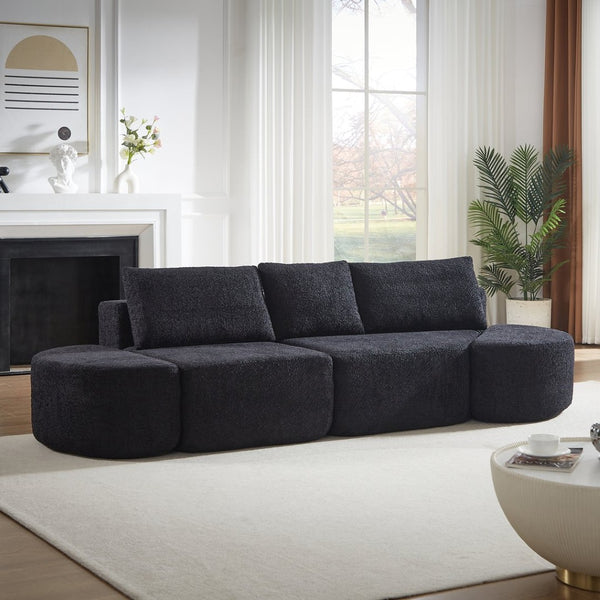English Elm 106.3-inch Modular Chenille Sectional with Curved Ottomans for Modern Living Rooms W3505P383964