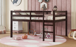 English Elm Full Rubber Wood Loft Bed Espresso — Space-Saving Full-Size Loft with Ladder, Sturdy 400 lb Capacity, Minimalist Design W504P228818