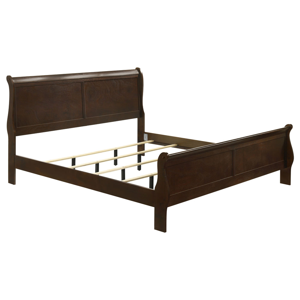 English Elm Graffenstaden Cappuccino Sleigh Bed Eastern King – Warm Espresso Finish, Curved Headboard, Slatted Design B062S00662