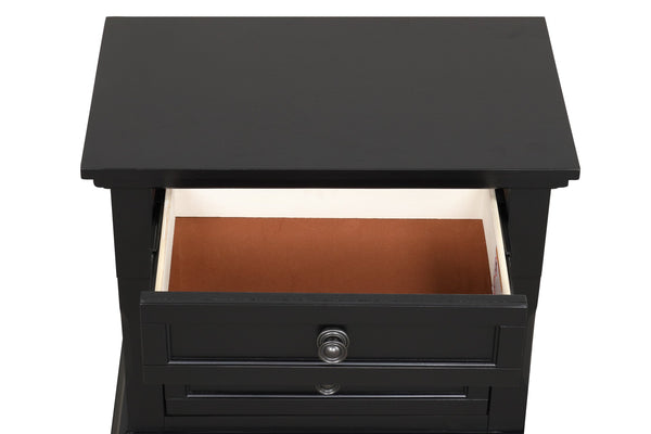 English Elm Meade Chic Nightstand with Felt-Lined Top Drawer, Full-Extension Storage, Durable Wood Veneer Finish Black 30 L x 32.8 W x 21.5 H B078P301542