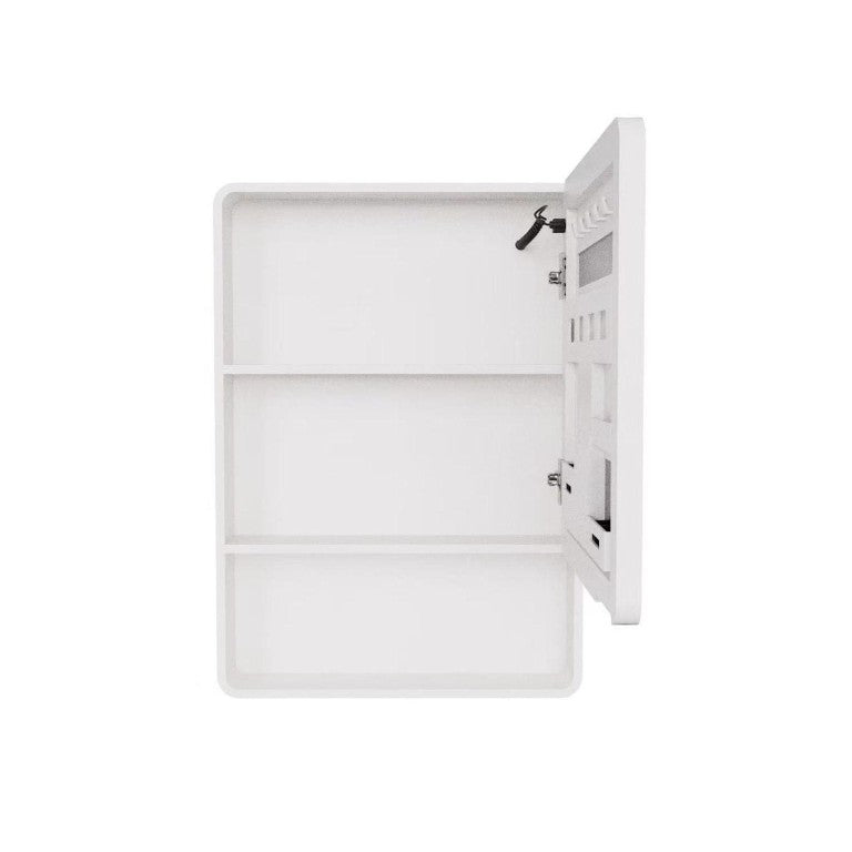 HomeRoots 5 Inch Glass Single Door Medicine Cabinet Wall Mounted Bathroom Storage and Organizer White 27.56" H x 19.69" D 769018
