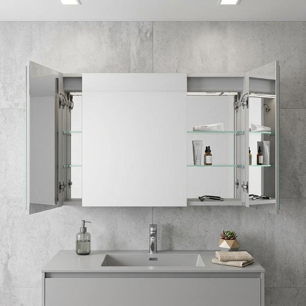 36 Inch Mirrored Double Door Medicine Cabinet Wall Mounted Modern Bathroom Storage Solution