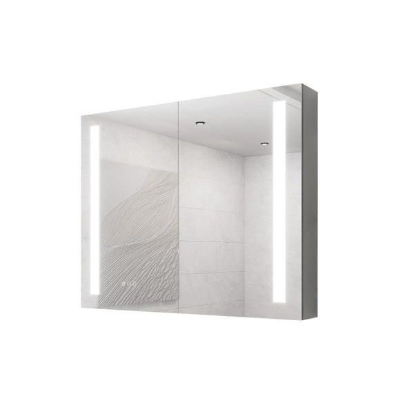 36 Inch Mirrored Double Door Medicine Cabinet Wall Mounted Modern Bathroom Storage Solution