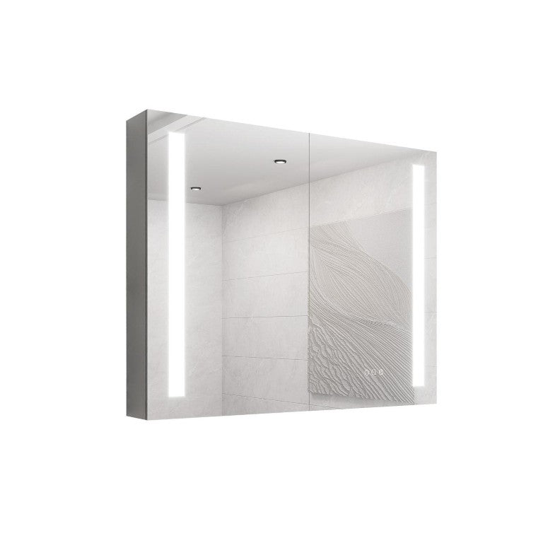 HomeRoots 36 Inch Mirrored Double Door Medicine Cabinet Wall Mounted Modern Bathroom Storage Solution 36" W x 30" H x 5" D - A 769035