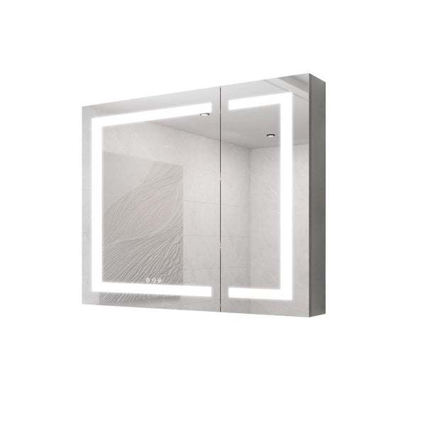 36 Inch Mirrored Double Door Medicine Cabinet Wall Mounted Modern Bathroom Storage Solution
