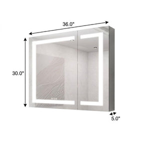 36 Inch Mirrored Double Door Medicine Cabinet Wall Mounted Modern Bathroom Storage Solution