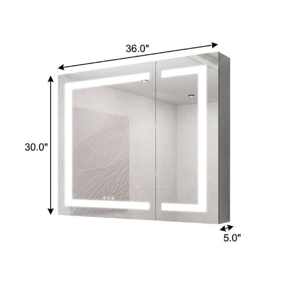 36 Inch Mirrored Double Door Medicine Cabinet Wall Mounted Modern Bathroom Storage Solution