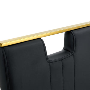 English Elm Modern Cantilever Gold Frame Pu Leather Dining Chairs Glam Set of Four Black,Gold W3875P372861