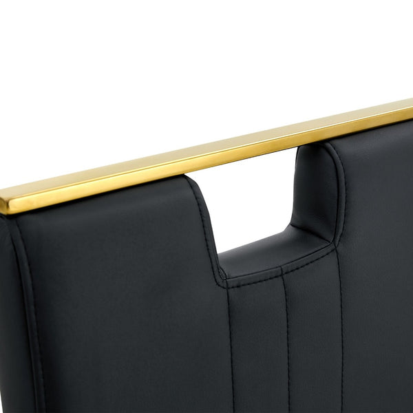 English Elm Modern Cantilever Gold Frame Pu Leather Dining Chairs Glam Set of Four Black,Gold W3875P372861