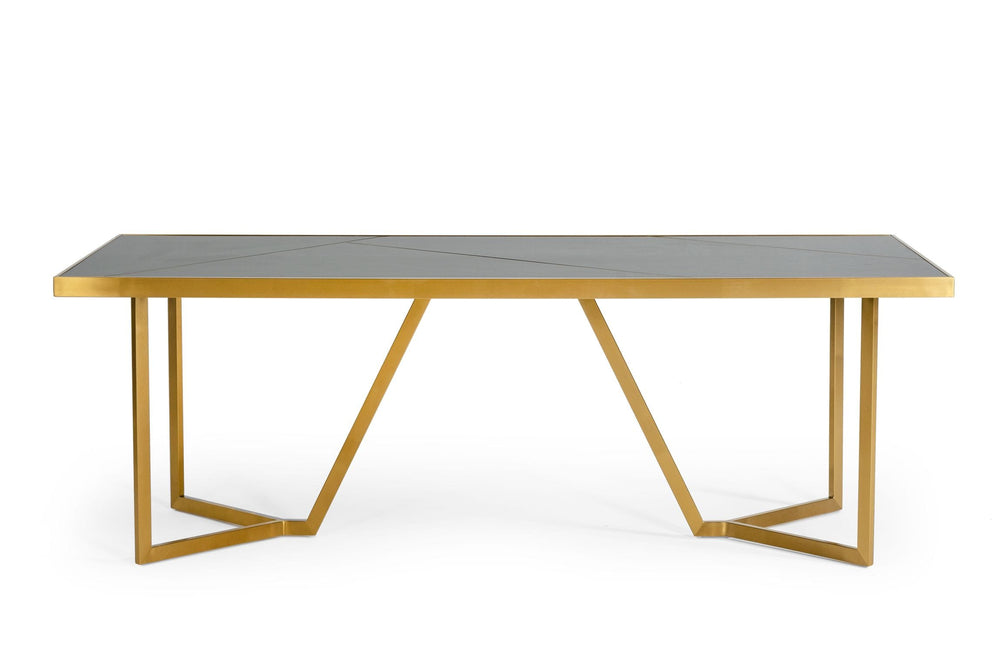 Vig Furniture Modrest Nolte - Elegant Black Zebrawood Dining Table With Gold Pedestal Frame For 8 Guests Black  Vgodlz-223dt