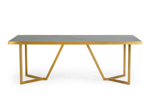 Vig Furniture Modrest Nolte - Elegant Black Zebrawood Dining Table With Gold Pedestal Frame For 8 Guests Black  Vgodlz-223dt