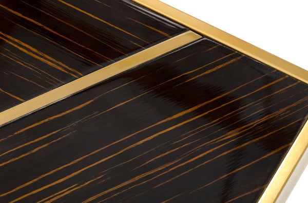 Vig Furniture Modrest Nolte - Elegant Black Zebrawood Dining Table With Gold Pedestal Frame For 8 Guests Black  Vgodlz-223dt