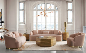 VIG Furniture Lacuna Amber Hexagonal End Table With Brushed Gold Pedestal, Faux Marble Top, Compact Chic VGODLZ-185E-H