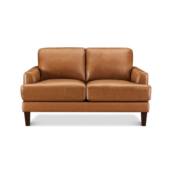 English Elm Cassia Brown Leather Loveseat with Top-Grain Seating, Pocket Coil Cushions & Kiln-Dried Frame B2705P338097