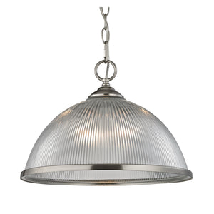 Thomas Lighting Liberty Park Ribbed Glass Dome Pendant Brushed Nickel Chain Light for Kitchen Islands 7691PL/20
