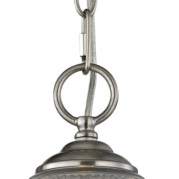 Thomas Lighting Liberty Park Ribbed Glass Dome Pendant Brushed Nickel Chain Light for Kitchen Islands 7691PL/20