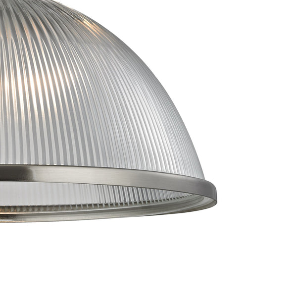 Thomas Lighting Liberty Park Ribbed Glass Dome Pendant Brushed Nickel Chain Light for Kitchen Islands 7691PL/20