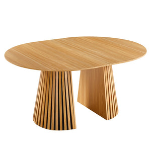 English Elm Extendable Mid-century Pedestal Dining Table Seats up to Ten with Tapered Metal Legs W3766S00001