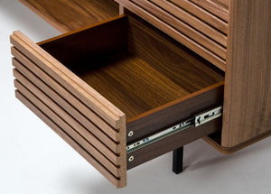 VIG Furniture Maggie Modern Walnut & Grey Buffet Console With Sliding Door, 3 Drawers, Black Legs, 63"W Storage VGDWJ9690