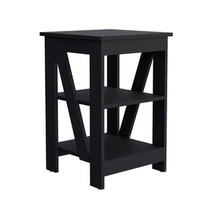 English Elm Side Table Rossville Black - Modern Engineered Wood End Table with Two Open Shelves, Durable Design, Easy Assembly (34.6x20.9x3.1) B092P191180