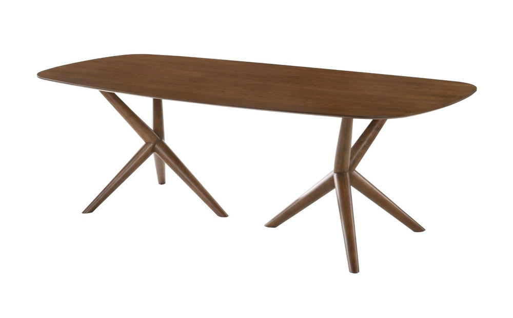 VIG Furniture Utah Sculptural Walnut Rectangular Dining Table — Mid‑Century Ash Veneer Top, Seats 8, Sturdy Design VGMAMIT-8107