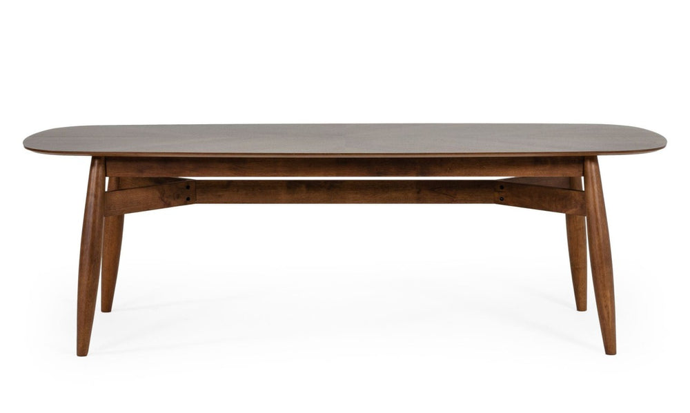 VIG Furniture Ackley Mid‑Century Patchwork Walnut Dining Table — Seats 8, Solid Wood Base, Durable Everyday Style VGMAMIT-8117