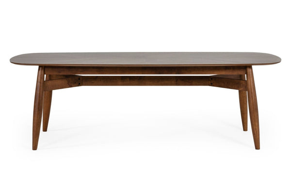 VIG Furniture Ackley Mid‑Century Patchwork Walnut Dining Table — Seats 8, Solid Wood Base, Durable Everyday Style VGMAMIT-8117