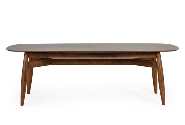 VIG Furniture Ackley Mid‑Century Patchwork Walnut Dining Table — Seats 8, Solid Wood Base, Durable Everyday Style VGMAMIT-8117