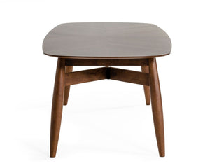 VIG Furniture Ackley Mid‑Century Patchwork Walnut Dining Table — Seats 8, Solid Wood Base, Durable Everyday Style VGMAMIT-8117