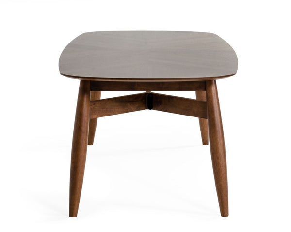 VIG Furniture Ackley Mid‑Century Patchwork Walnut Dining Table — Seats 8, Solid Wood Base, Durable Everyday Style VGMAMIT-8117