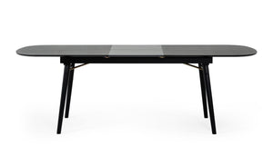 VIG Furniture Addax Black Ash Extendable Dining Table With Charcoal Leaf, Gold Hairpin Supports, Seats 6–8 (90") VGMAMIT-8109
