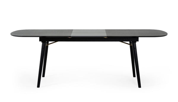 VIG Furniture Addax Black Ash Extendable Dining Table With Charcoal Leaf, Gold Hairpin Supports, Seats 6–8 (90") VGMAMIT-8109