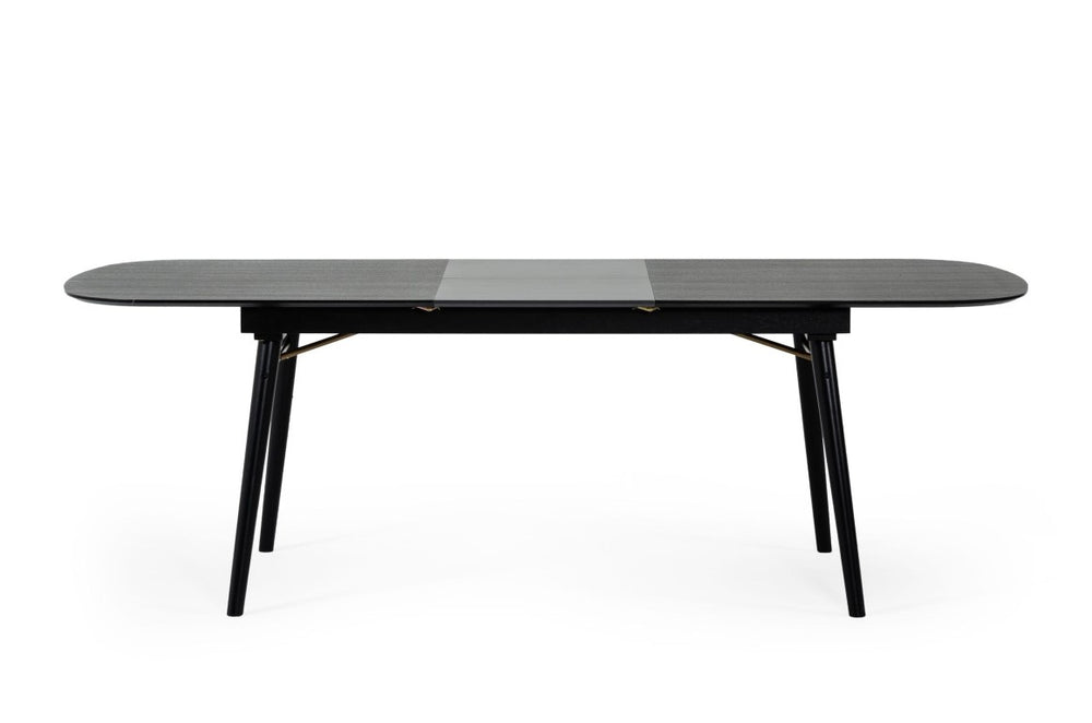 VIG Furniture Addax Black Ash Extendable Dining Table With Charcoal Leaf, Gold Hairpin Supports, Seats 6–8 (90") VGMAMIT-8109