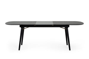 VIG Furniture Addax Black Ash Extendable Dining Table With Charcoal Leaf, Gold Hairpin Supports, Seats 6–8 (90") VGMAMIT-8109