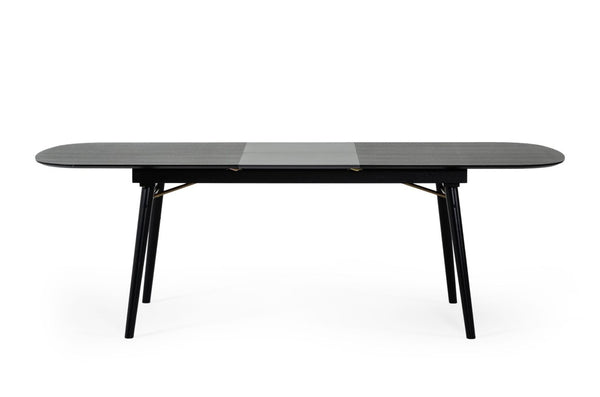 VIG Furniture Addax Black Ash Extendable Dining Table With Charcoal Leaf, Gold Hairpin Supports, Seats 6–8 (90") VGMAMIT-8109