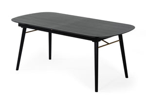VIG Furniture Addax Black Ash Extendable Dining Table With Charcoal Leaf, Gold Hairpin Supports, Seats 6–8 (90") VGMAMIT-8109