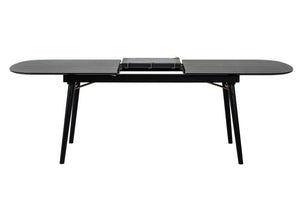 VIG Furniture Addax Black Ash Extendable Dining Table With Charcoal Leaf, Gold Hairpin Supports, Seats 6–8 (90") VGMAMIT-8109